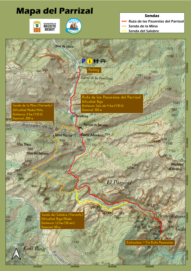 Mapa rutas Parrizal